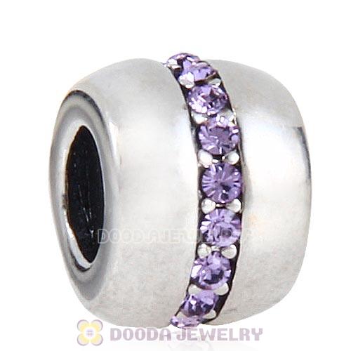 Sterling Silver Cosmo Charm Beads with Violet Austrian Crystal