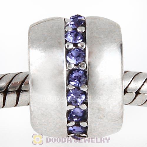 Sterling Silver Cosmo Charm Beads with Tanzanite Austrian Crystal