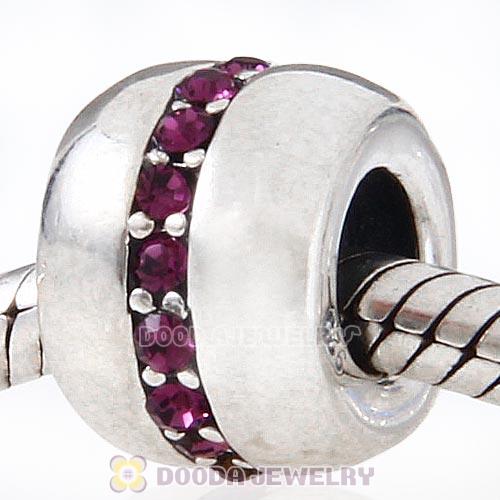 Sterling Silver Cosmo Charm Beads with Amethyst Austrian Crystal
