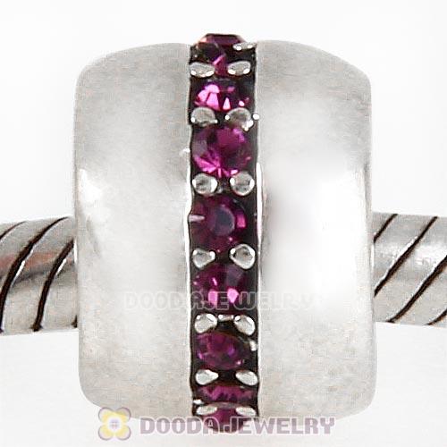 Sterling Silver Cosmo Charm Beads with Amethyst Austrian Crystal