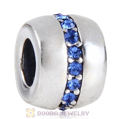 Sterling Silver Cosmo Charm Beads with Sapphire Austrian Crystal