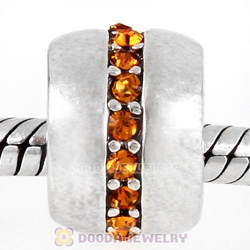 Sterling Silver Cosmo Charm Beads with Topaz Austrian Crystal