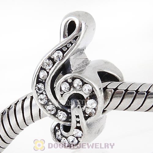 Sterling Silver Sweet Music Beads with Clear Austrian Crystal