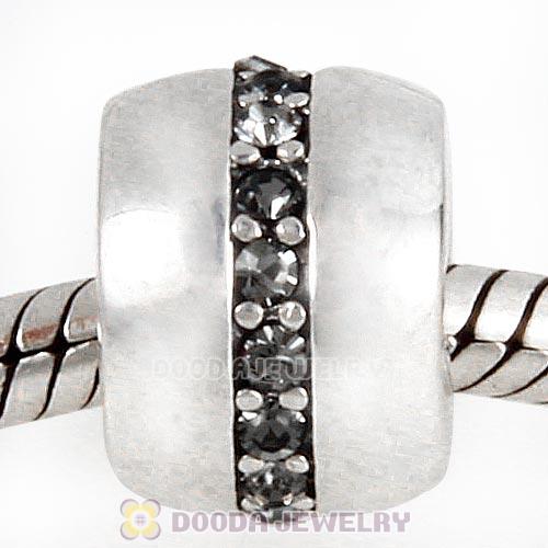 Sterling Silver Cosmo Charm Beads with Black Diamond Austrian Crystal