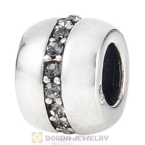 Sterling Silver Cosmo Charm Beads with Black Diamond Austrian Crystal