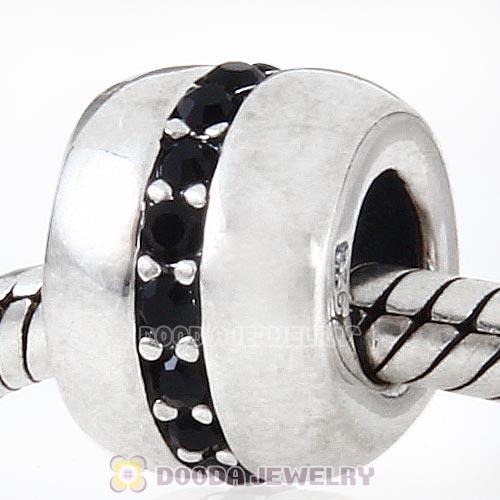 Sterling Silver Cosmo Charm Beads with Jet Austrian Crystal