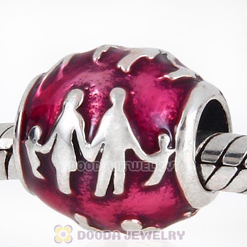 Sterling Silver Family Bonds with Violet Enamel Charm Beads