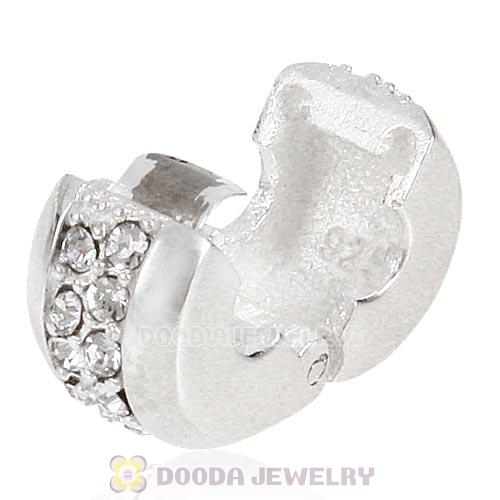 Sterling Silver Clip Beads with Clear Austrian Crystal European Style