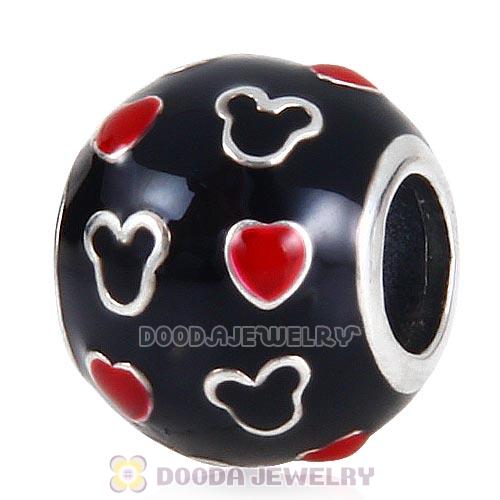 Sterling Silver Mickey and Hearts Enamel Charm Beads