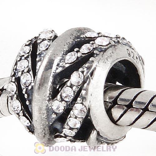 European style Sterling Silver Sparkling Leaves Bead with Clear Austrian Crystal