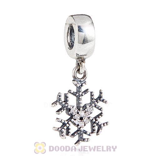 Sterling Silver Mickey's Snowflake Dangle Charms with Clear Crystal