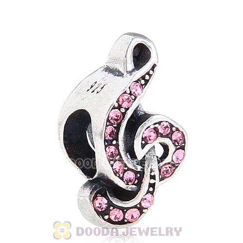 Sterling Silver Sweet Music Beads with Light Rose Austrian Crystal