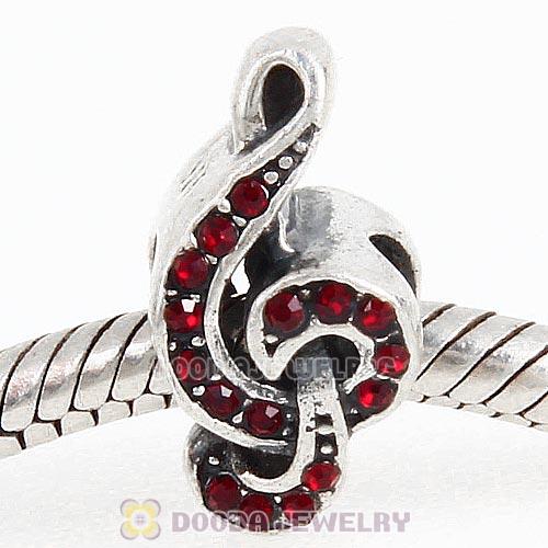 Sterling Silver Sweet Music Beads with Siam Austrian Crystal