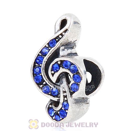 Sterling Silver Sweet Music Beads with Sapphire Austrian Crystal