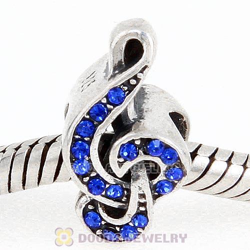 Sterling Silver Sweet Music Beads with Sapphire Austrian Crystal