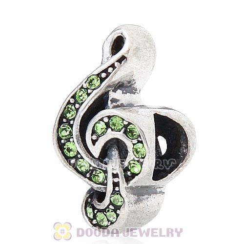 Sterling Silver Sweet Music Beads with Peridot Austrian Crystal