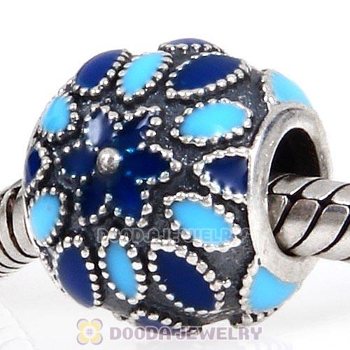 Sterling Silver Cathedral with Rose Blue Enamel Charm Beads