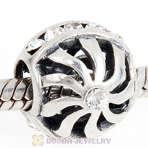 Sterling Silver Blaze Charm Beads with Clear Austrian Crystal Wholesale