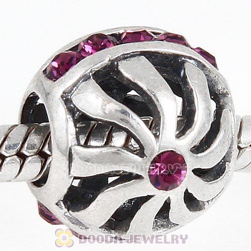 Sterling Silver Blaze Charm Beads with Amethyst Austrian Crystal Wholesale