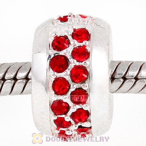 Sterling Silver Clip Beads with Light Siam Austrian Crystal European Style