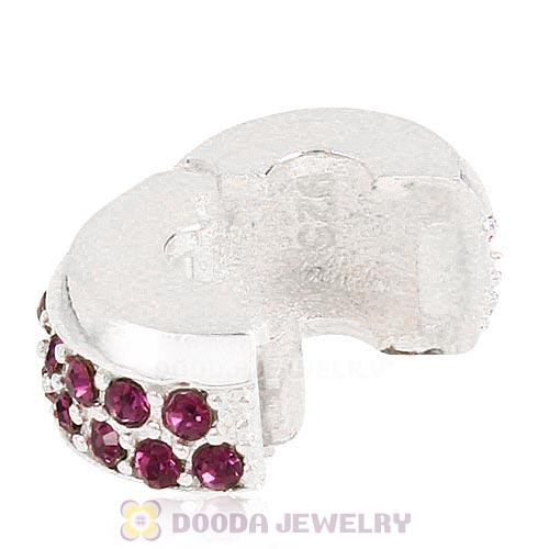 Sterling Silver Clip Beads with Amethyst Austrian Crystal European Style