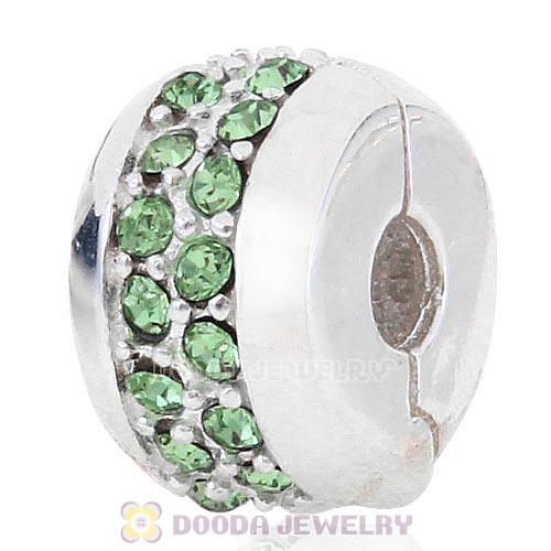 Sterling Silver Clip Beads with Peridot Austrian Crystal European Style