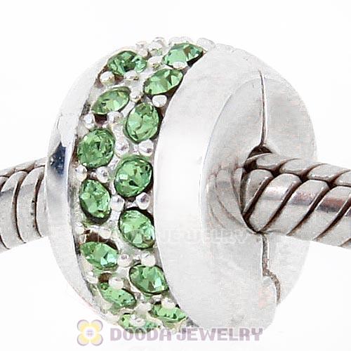 Sterling Silver Clip Beads with Peridot Austrian Crystal European Style
