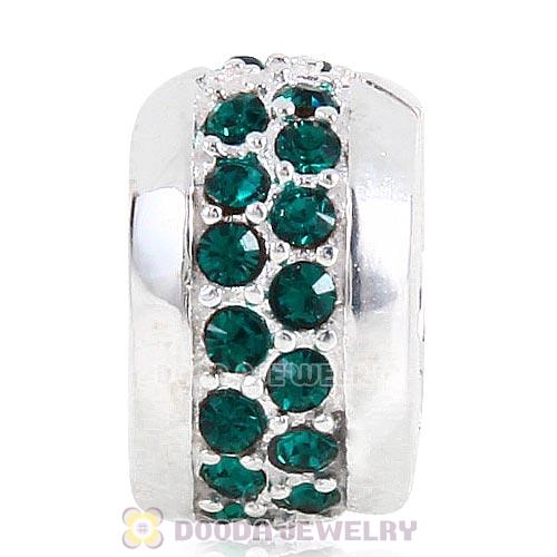Sterling Silver Clip Beads with Emerald Austrian Crystal European Style