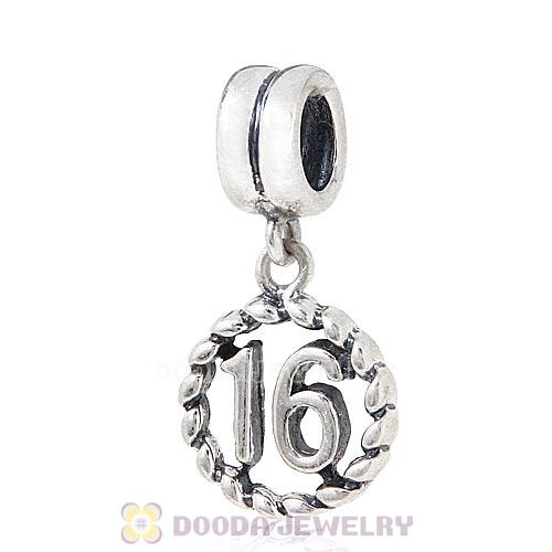 925 Sterling Silver Jewelry Charms Dangle lucky number 16
