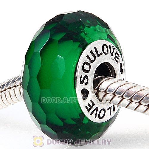 High Grade SOULOVE Emerald Faceted Glass Beads 925 Silver Core with Screw Thread
