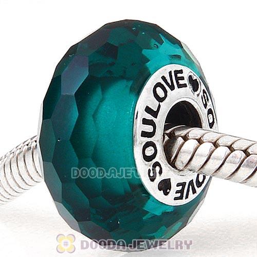 High Grade SOULOVE Blue Zircon Faceted Glass Beads 925 Silver Core with Screw Thread