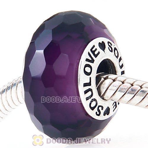 High Grade SOULOVE Faceted Amethyst Glass Beads 925 Silver Core with Screw Thread