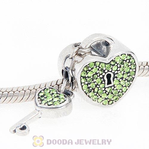 Sterling Silver Locks of Love Charm with Peridot Austrian Crystal