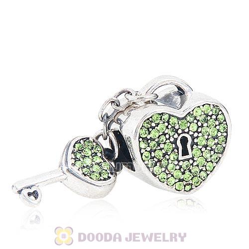 Sterling Silver Locks of Love Charm with Peridot Austrian Crystal