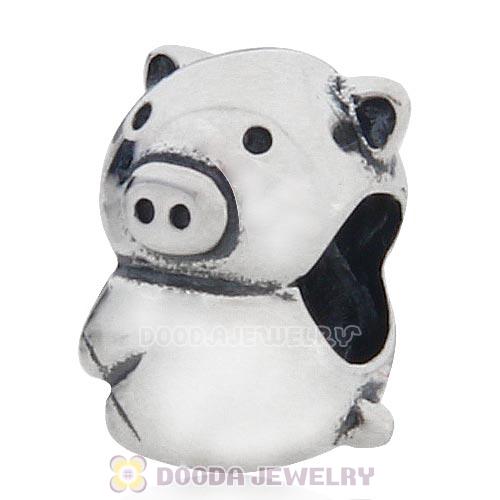 Sterling Silver Pig Charm Beads for European Charm Bracelets