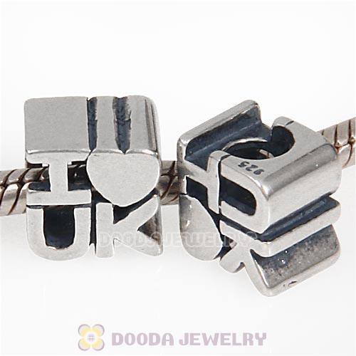 European Style Antique Sterling Silver I love UK Charm Beads Wholesale