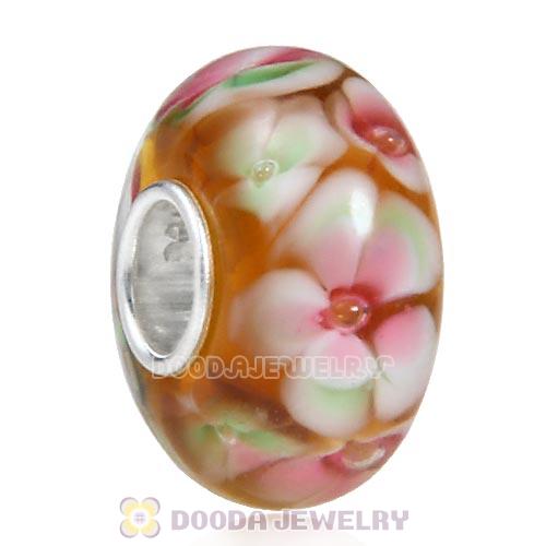 Top Class European Glass Flower Beads with 925 Silver Single Core