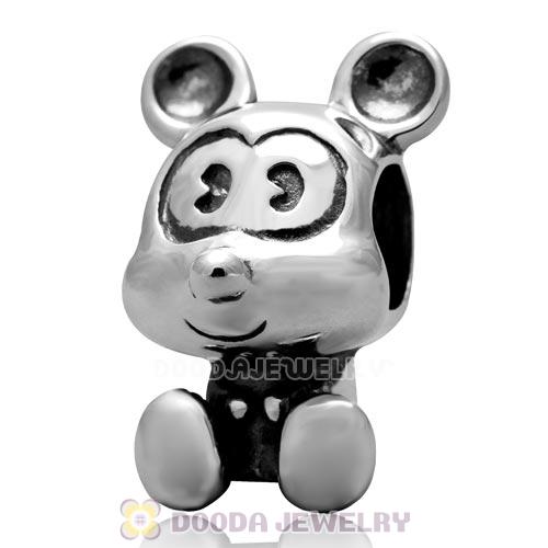 Sterling Silver Mickey Mouse Charm Beads for European Charm Bracelets