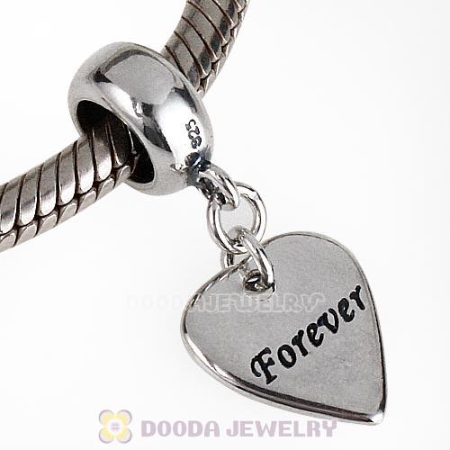 Antique Sterling Silver Dangle Forever Heart Beads European Style