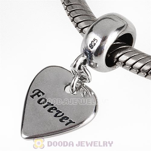 Antique Sterling Silver Dangle Forever Heart Beads European Style