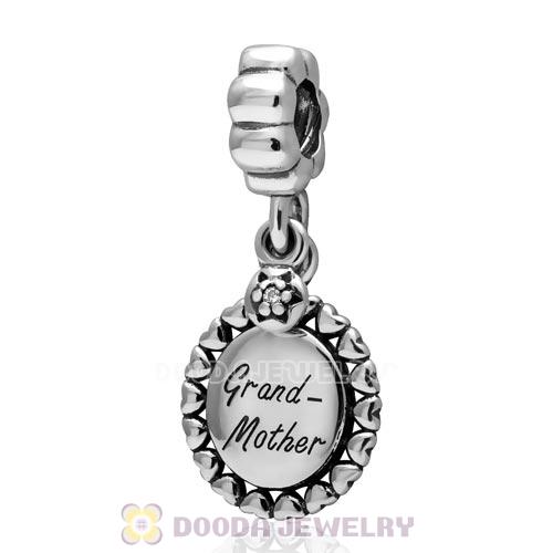 High Quality S925 Sterling Silver Grand Mother Dangle Charm with Clear CZ for Barcelet