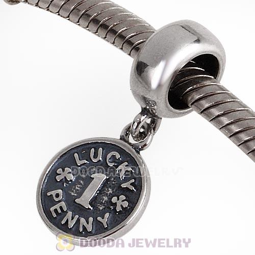 Antique Sterling Silver Dangle LUCKY PENNY 1 Beads European Style