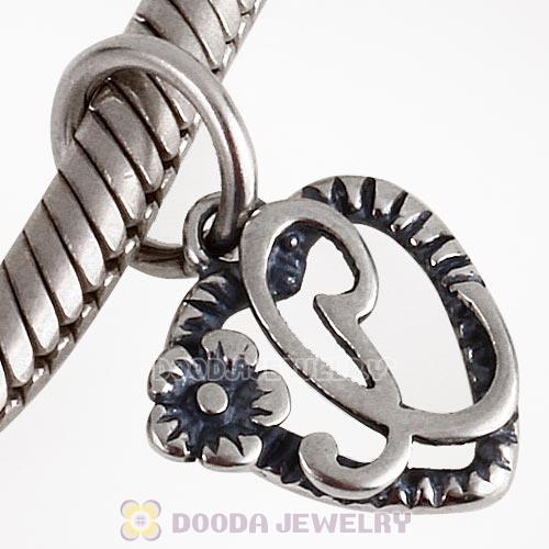 New Style Authentic Sterling Silver Heart Dangle Letter C Beads