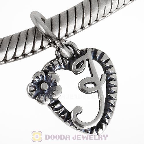 New Style Authentic Sterling Silver Heart Dangle Letter J Beads
