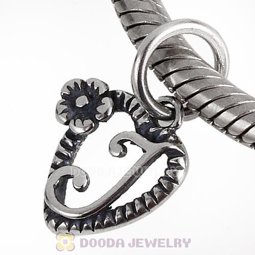 New Style Authentic Sterling Silver Heart Dangle Letter I Beads