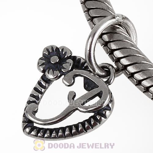 New Style Authentic Sterling Silver Heart Dangle Letter P Beads