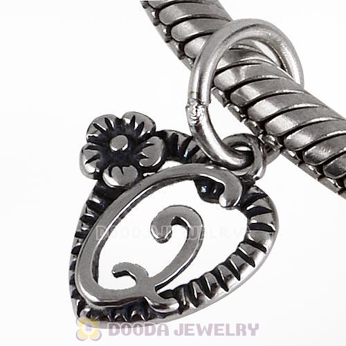 New Style Authentic Sterling Silver Heart Dangle Letter Q Beads