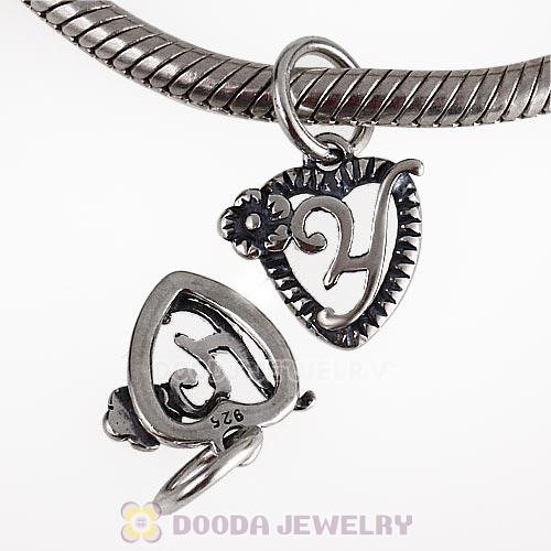 New Style Authentic Sterling Silver Heart Dangle Letter Y Beads