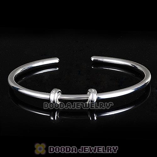 19cm 925 Sterling Silver European Style Bangle with 2 Stopper Beads
