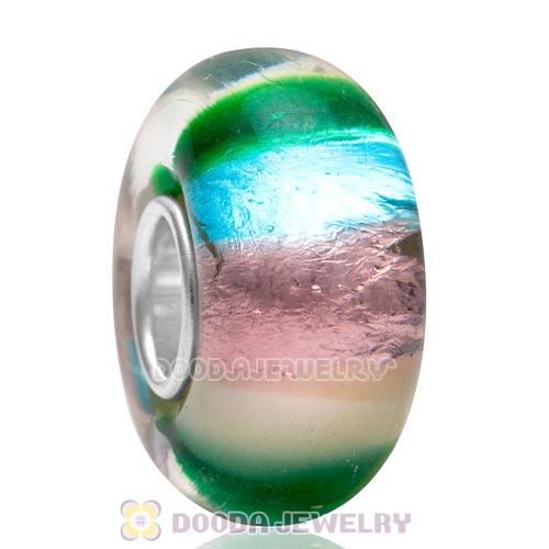 Top Class Colorful Stripe European Glass Beads with 925 Silver Single Core